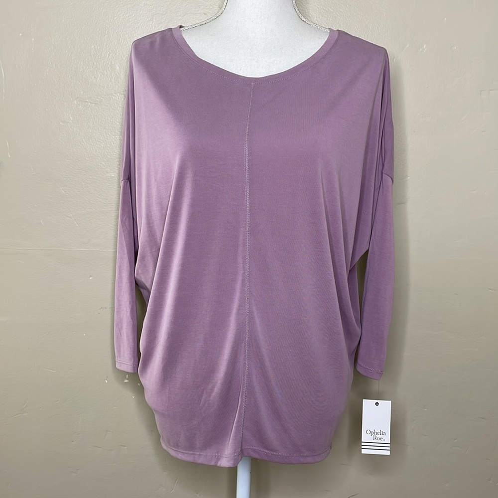 OPHELIA ROE Top Lilac Casual Soft Comfortable Dolman 3/4 Sleeves NWT Small